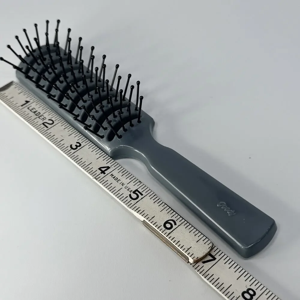 Vintage 1980s GOODY Vented Hair Brush Pocket Travel Gray Ball Tip USA 7.5” USA